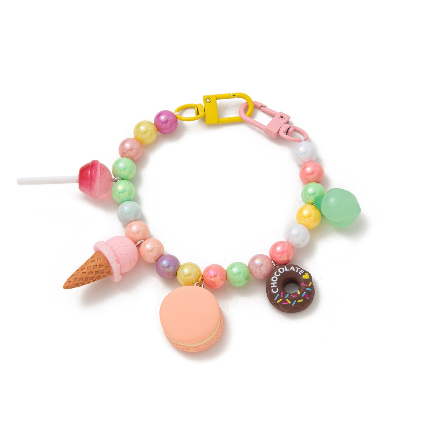 Sweet Colorful Acrylic Food Shape Bag Charm Keychain with Plated Finish