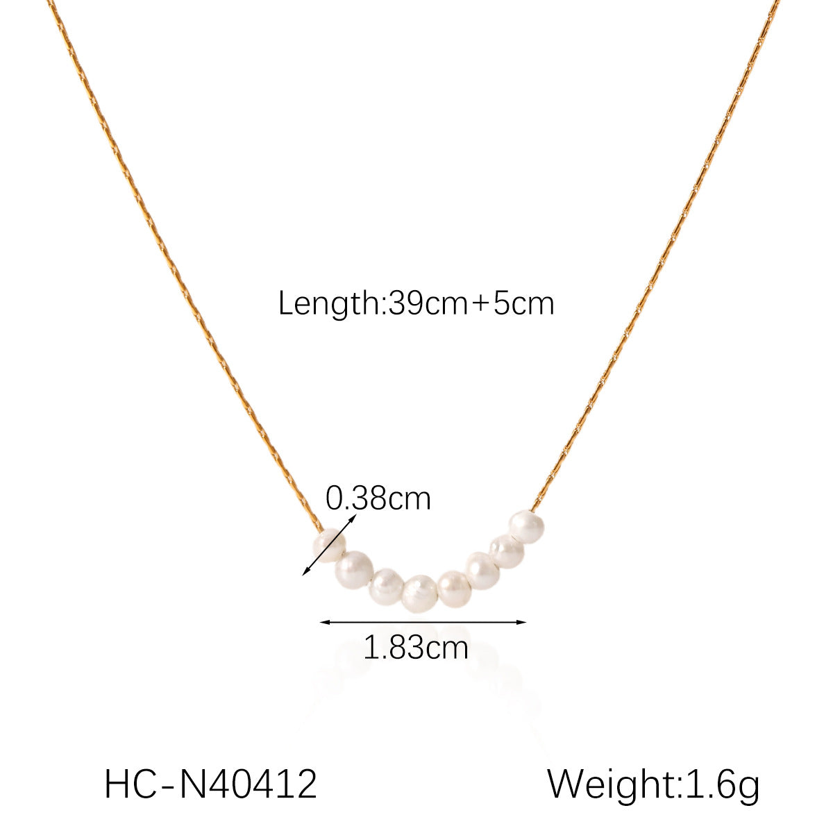 Collana con ciondolo minimalista geometrico con perle d'acqua dolce in acciaio inossidabile placcato oro 18 carati da donna