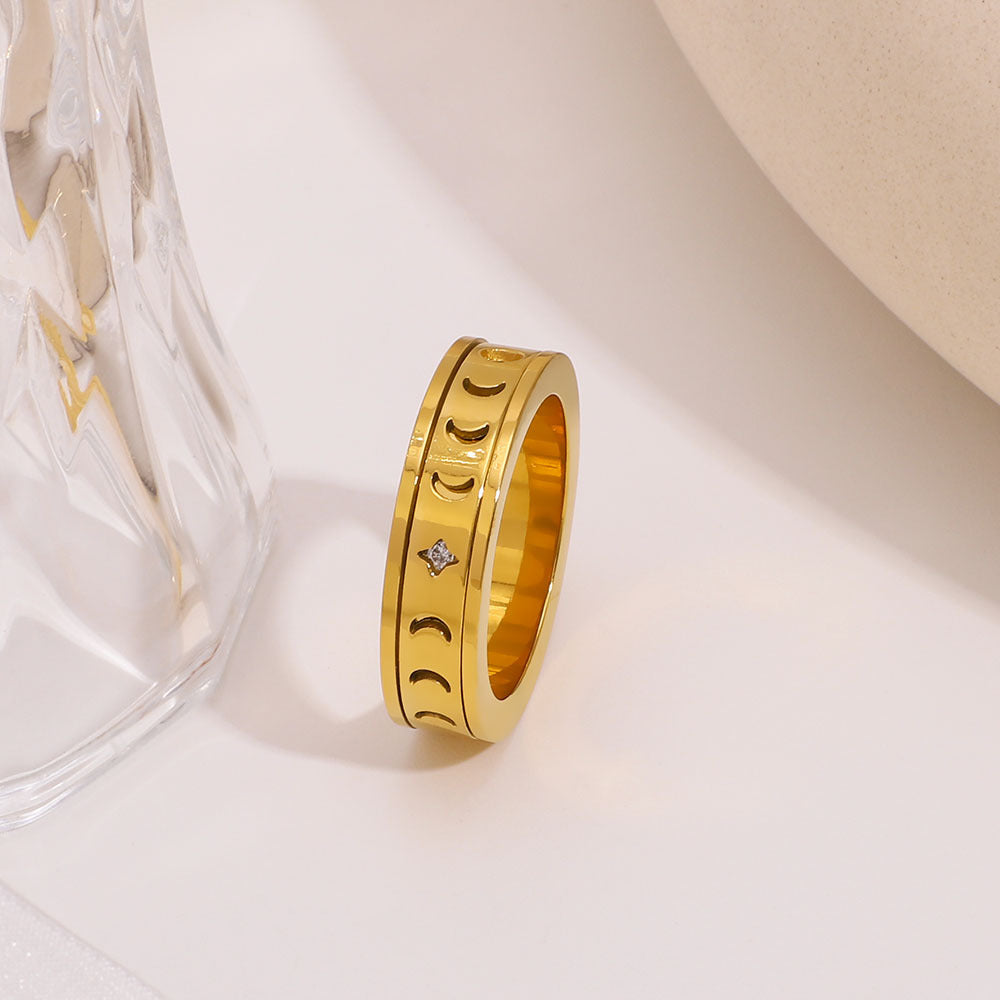 Minimalist Geometric Stainless Steel Ring with 18K Gold Plating for Women and Men