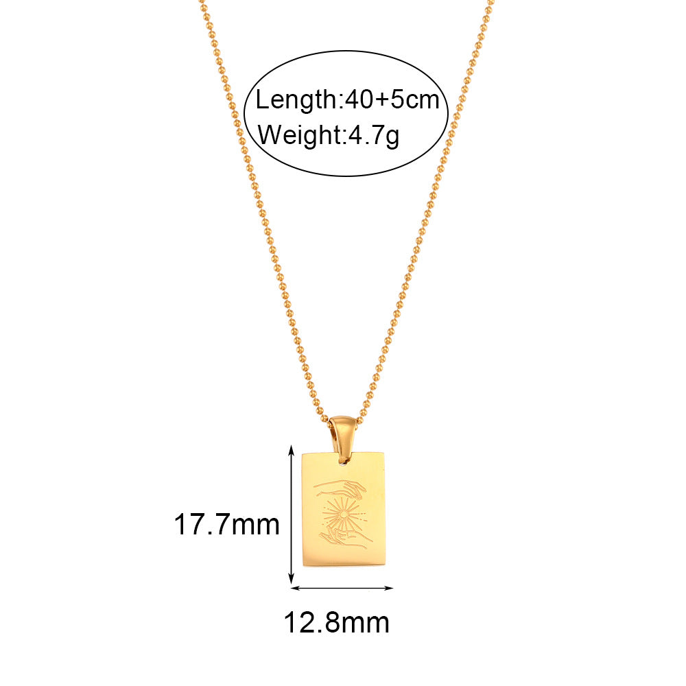 Minimalist Geometric Square Pendant Necklace for Women in Stainless Steel with 18K Gold Plating