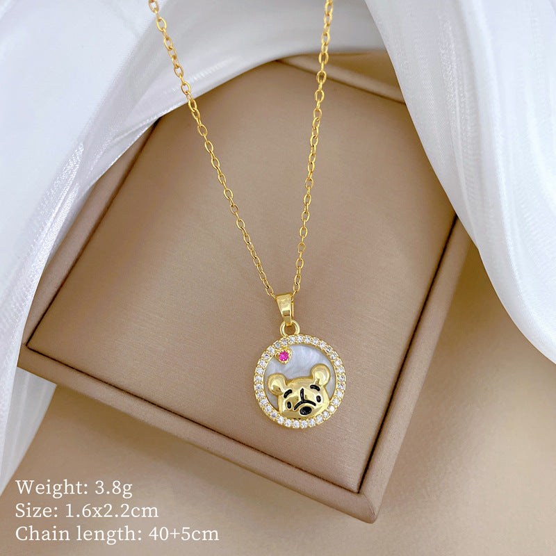 Collar de titanio con diamantes de imitación, cielo estrellado geométrico, para mujer, cadena de labios minimalista, estilo dulce