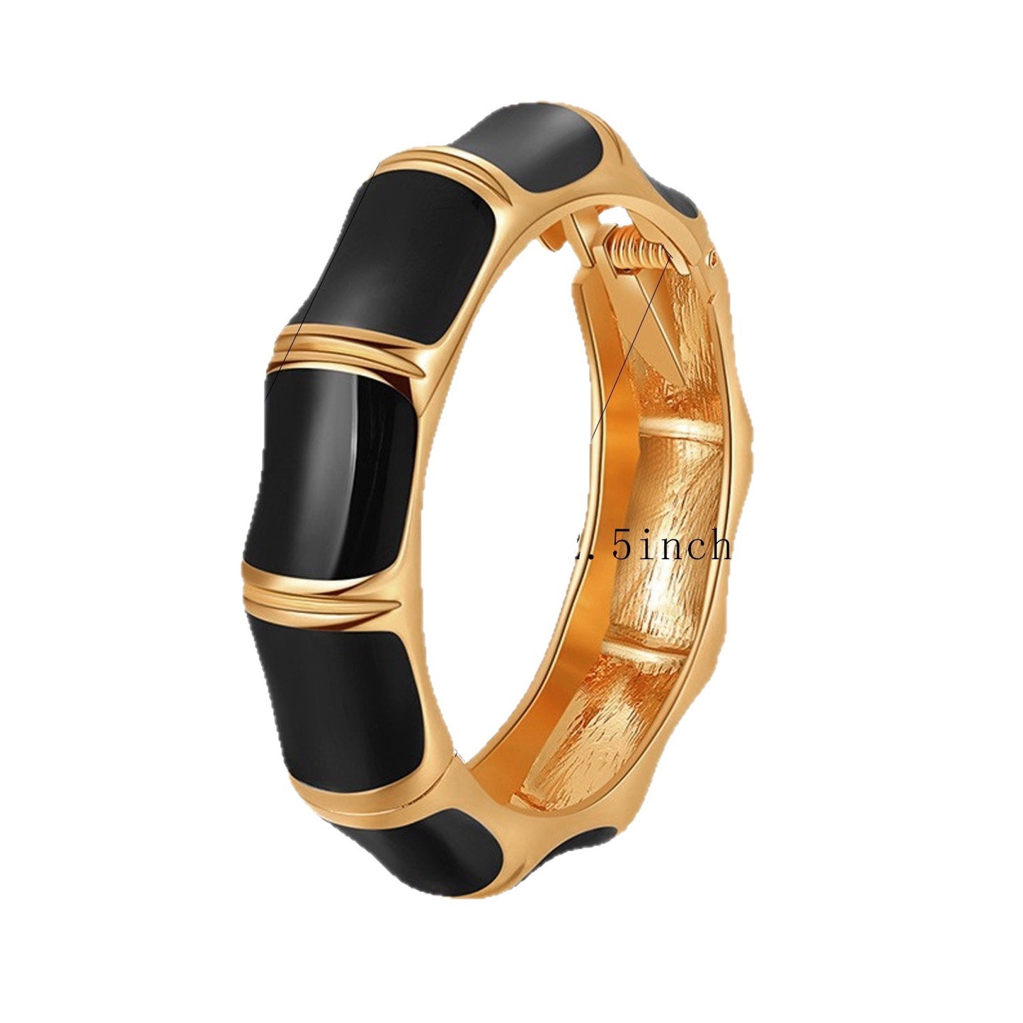 Bracciale da donna a polsino in lega smaltata pesante vintage con bambù geometrico