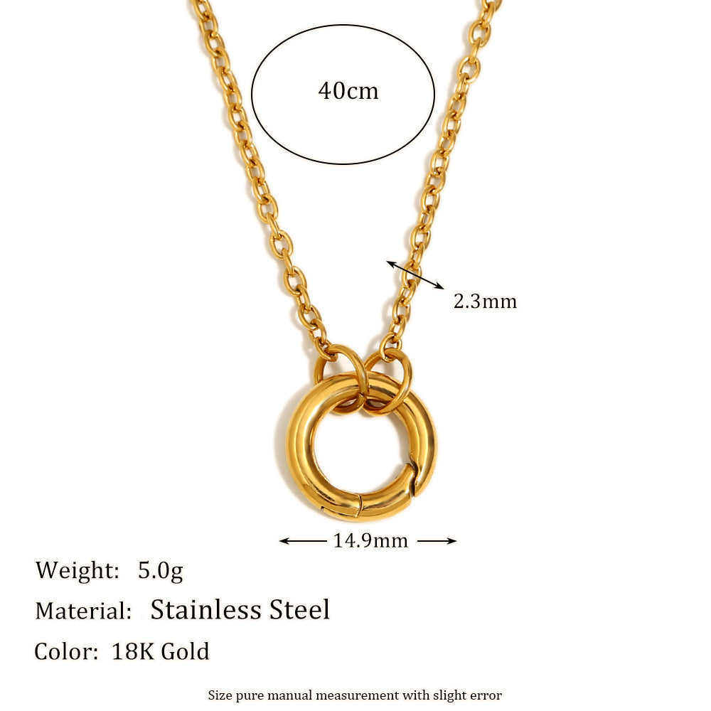 Collana girocollo minimalista ed elegante con ciondolo a barra geometrica in acciaio inossidabile placcato oro 18 carati da donna