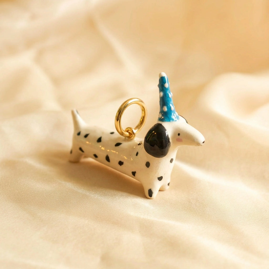 Ciondolo a barra con charm a forma di cane in acciaio inossidabile PVD casual