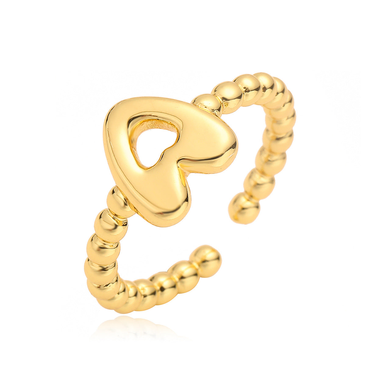 Minimalist 18K Gold Plated Brass Letter Ring for Women
