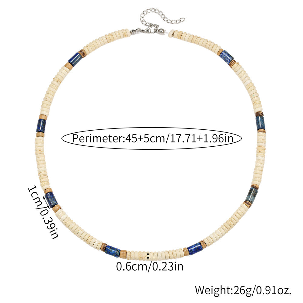 Bohemian Handmade Geometric Turquoise Lapis Lazuli Beaded Necklace for Unisex