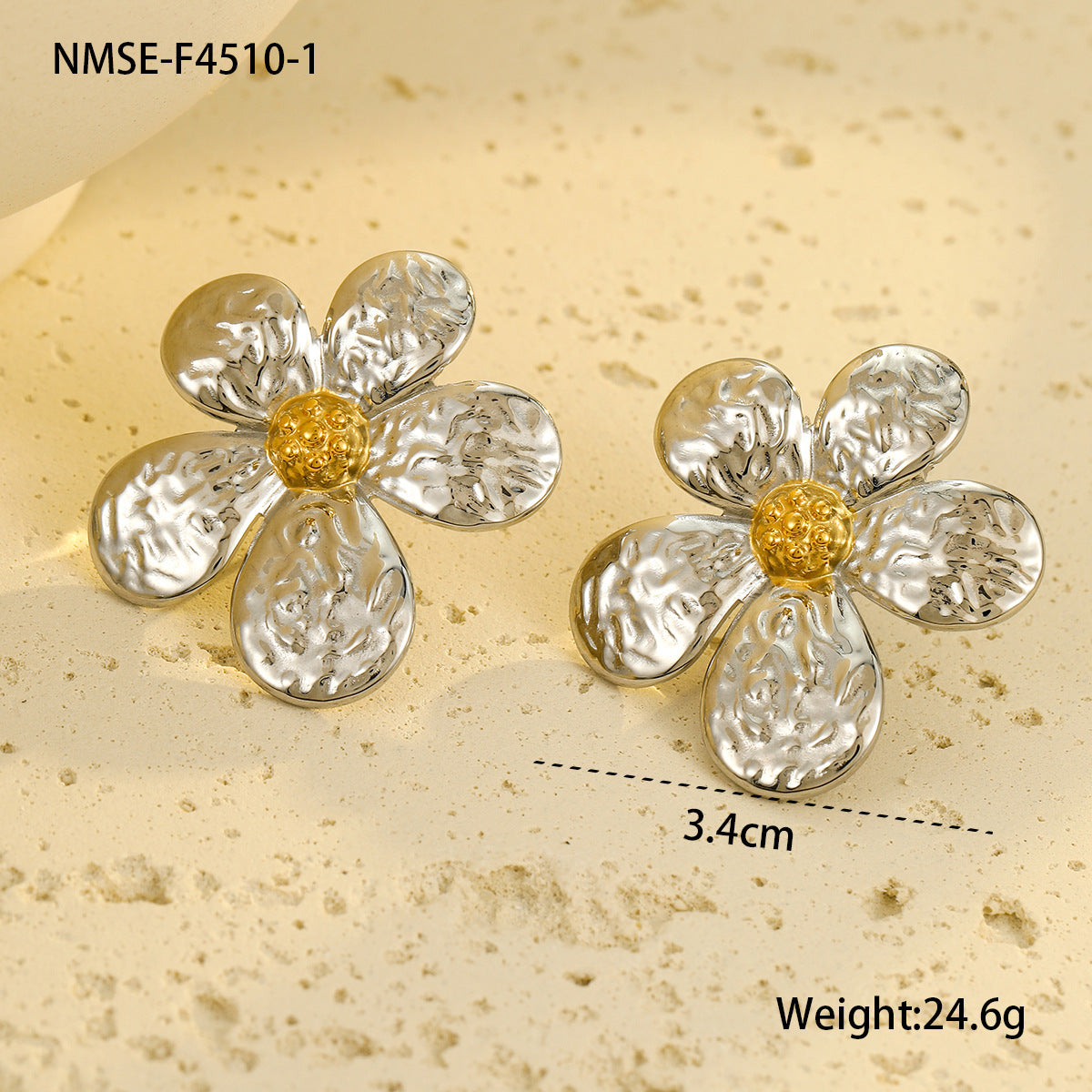 Orecchini da Donna a Cinque Petali Floreali alla Moda in Acciaio Inossidabile con Placcatura in Oro 18K