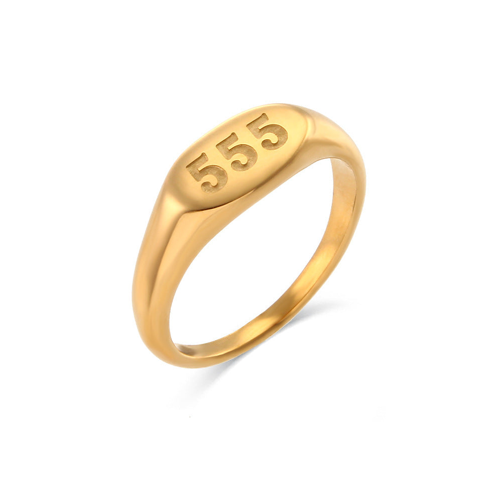 Vintage Minimalist Titanium Steel Digit Ring with Plated Finish for Women