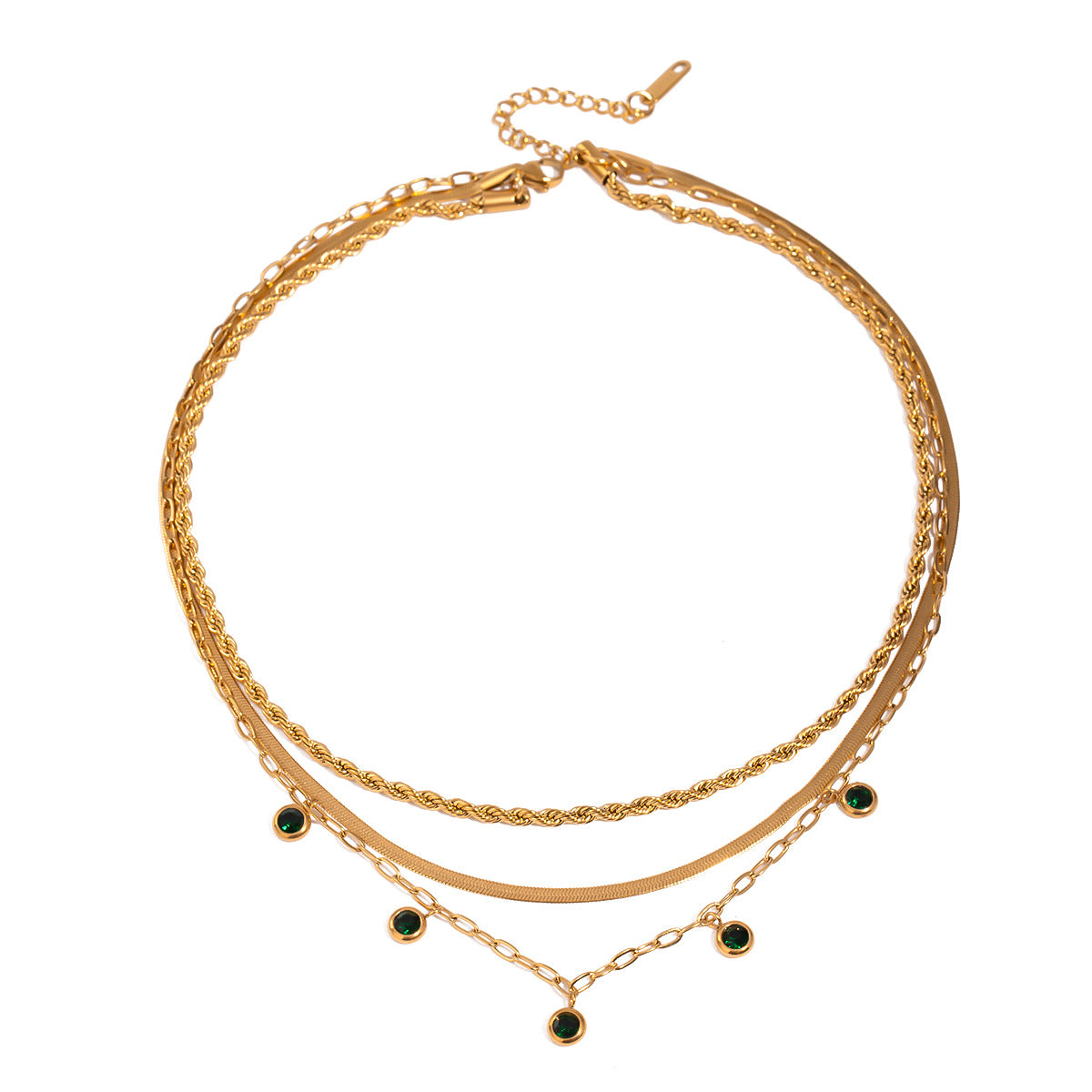 Collana pendente a più strati in acciaio inossidabile geometrico con ciondolo in acciaio al titanio e finitura placcata per donna
