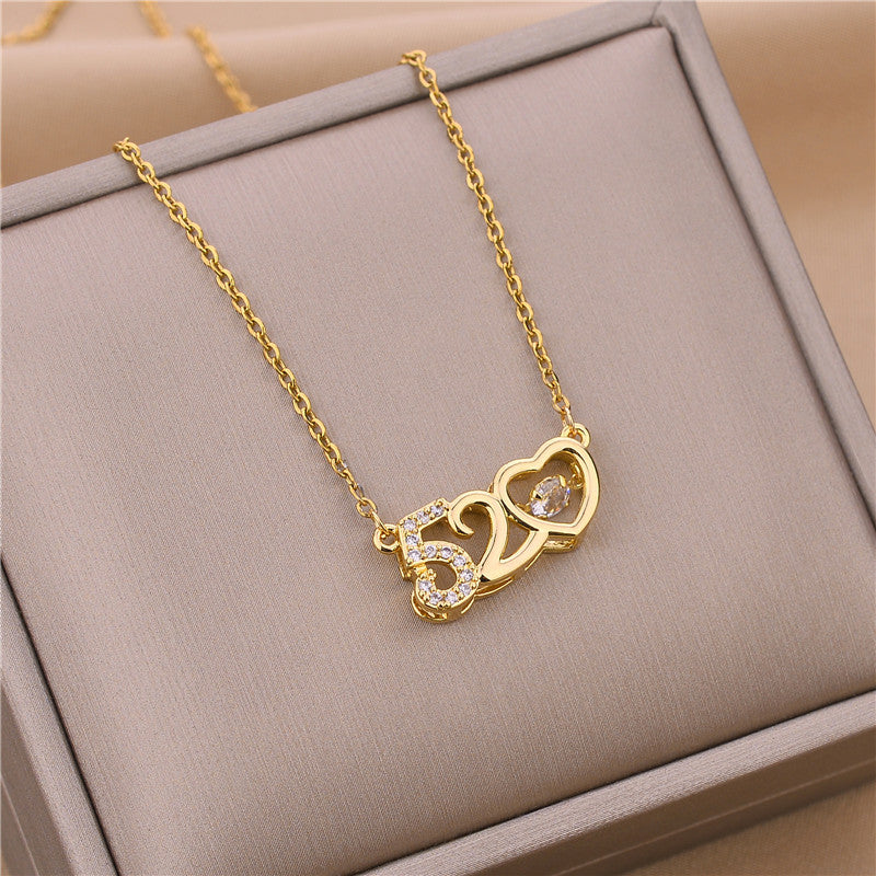 Collana girocollo con ciondolo minimalista geometrico in acciaio al titanio con finitura placcata per donne, con catena regolabile a onda d'acqua, idea regalo