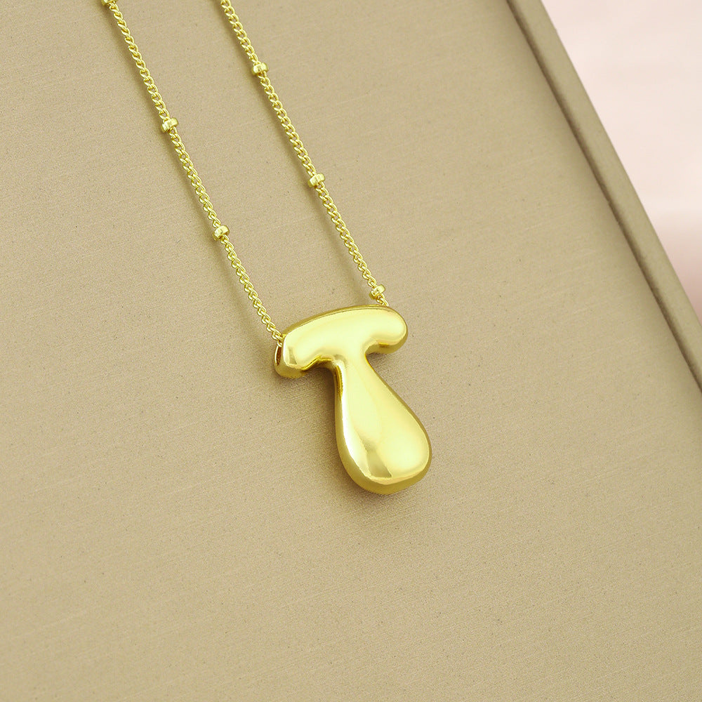Collana girocollo minimalista da donna con ciondolo a lettera in rame placcato, catenina delicata