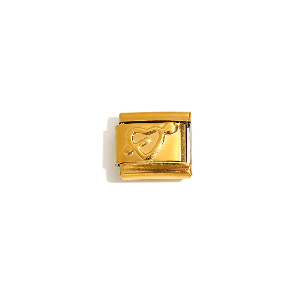 Elegant 18K Gold Plated Drip Oil Square Stainless Steel Charm Bar for Women