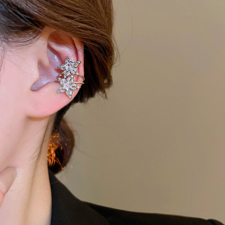 Orecchini da donna in rame con zirconi, dal design geometrico minimalista di lusso a ferro di cavallo