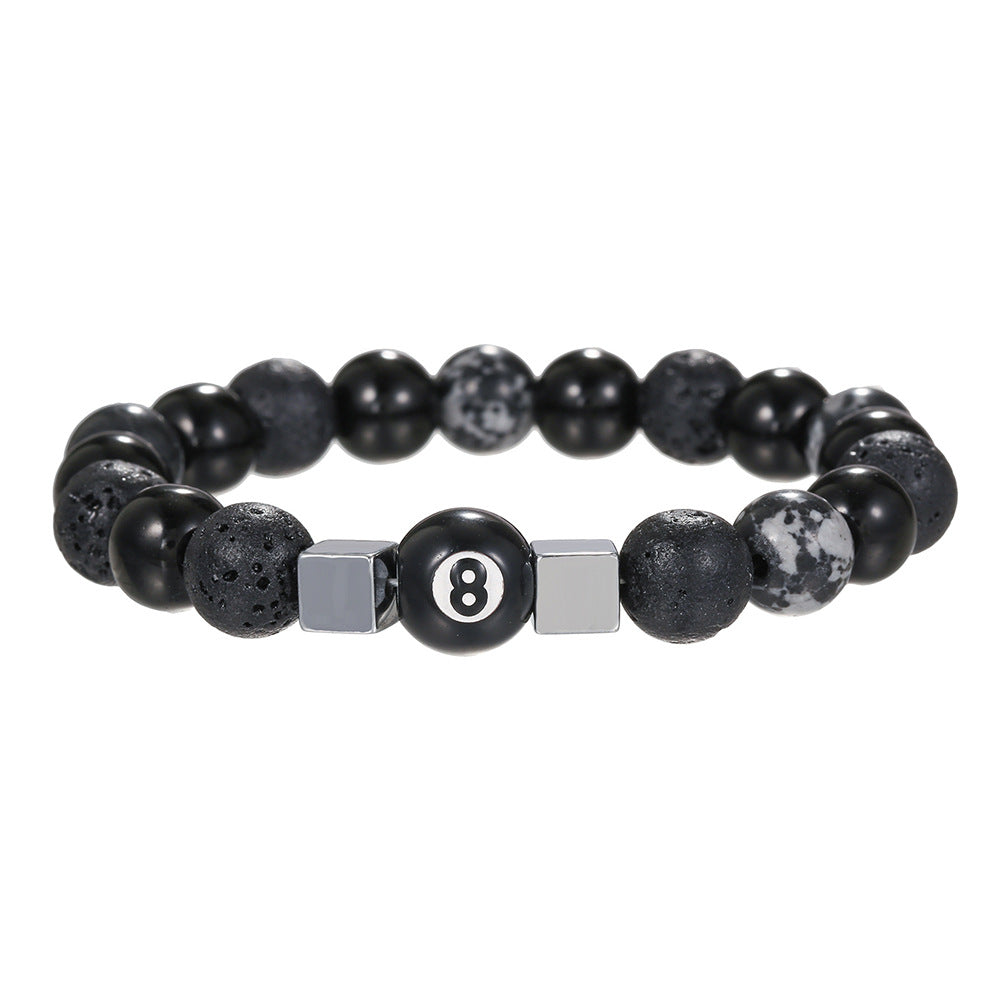 Ethnic Streetwear 10mm Round Agate Hematite Snowflake Obsidian Beaded Bracelet Unisex Buddha Design