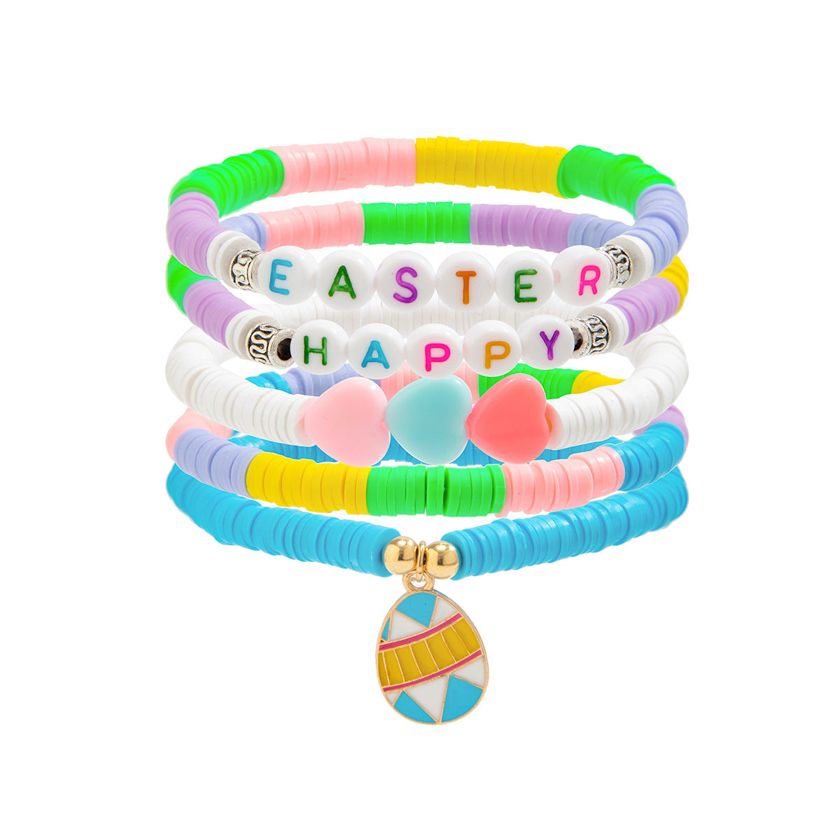 Set di braccialetti in lega con forme geometriche e animali, stile minimalista, con motivo a cuore, elettroplaccati per donne, regalo di Pasqua