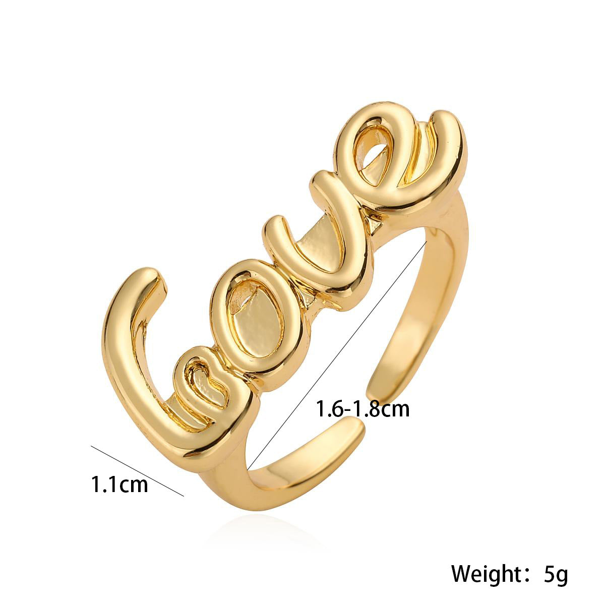 Minimalist Geometric Open Ring for Women Made of Brass with Real Gold Plating, Irregular Design