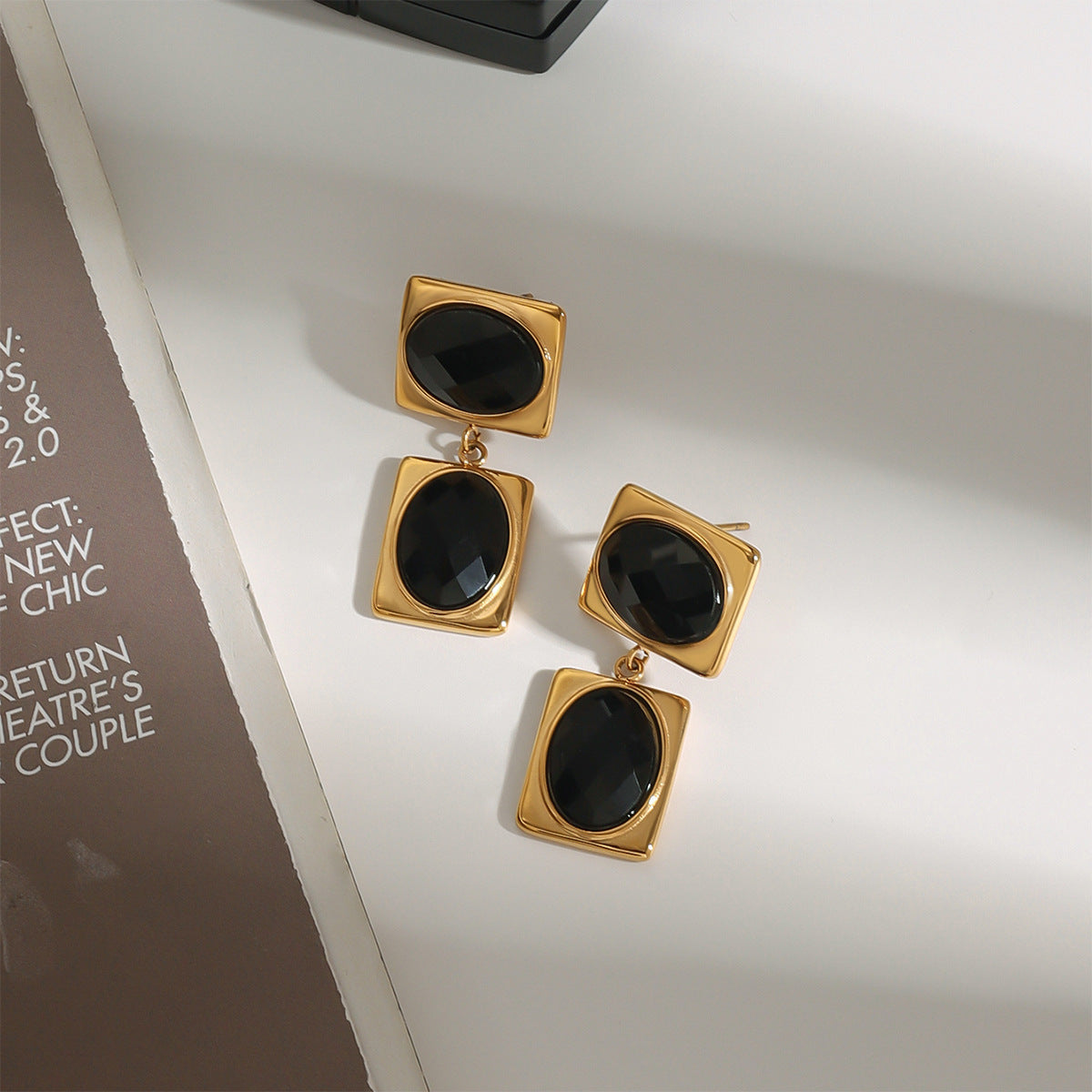 Minimalist Geometric Square Stainless Steel Plated Earrings with Titanium Steel Posts for Women
