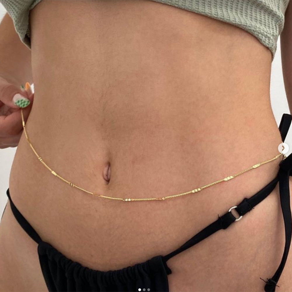 Cadena de cintura de aleación minimalista estilo Punk para mujer con diseño de cadena de serpiente chapada