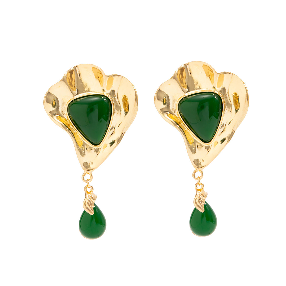 Vintage Luxury Teardrop Geometric Zinc Alloy Plated Gemstone Earrings for Women