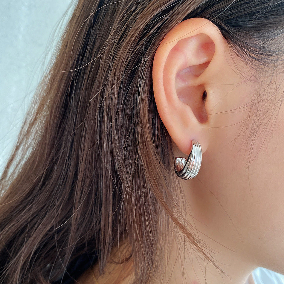 Minimalist 925 Sterling Silver Geometric Round Hoop Earrings