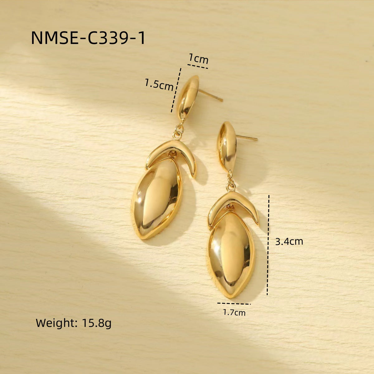 Minimalist Water-Drop-Shaped Titanium Steel Earrings for Women with Vacuum Plating Finish and Stainless Steel Posts