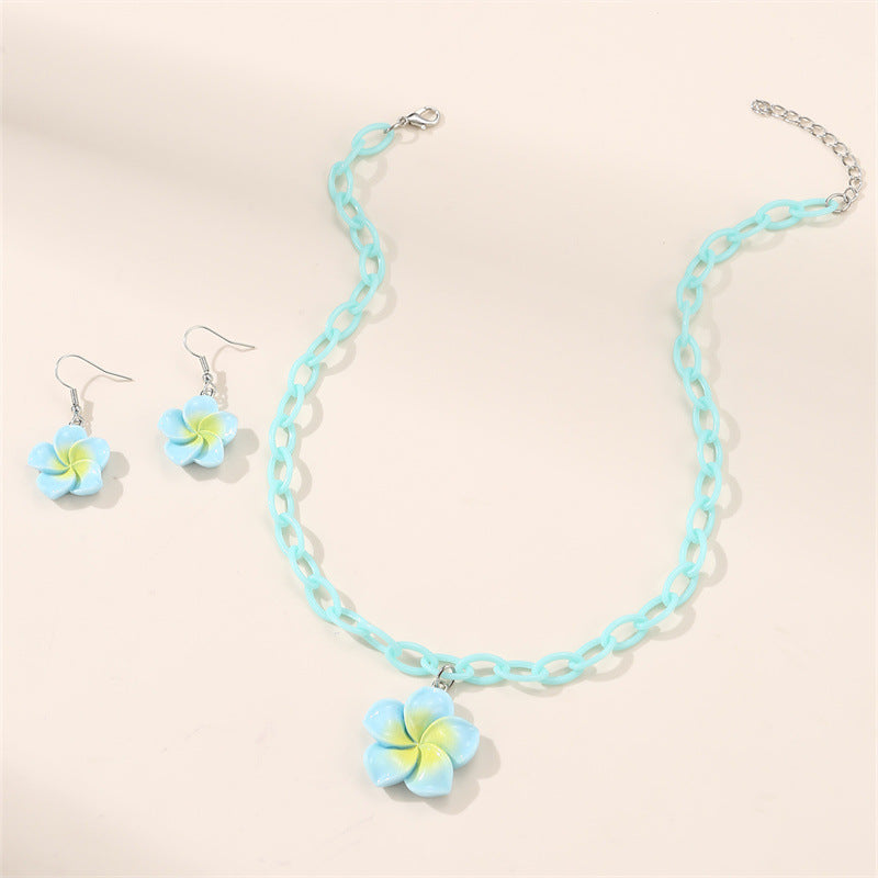 Set di collana con ciondolo a orso primaverile e floreale per bambini in resina con catena regolabile