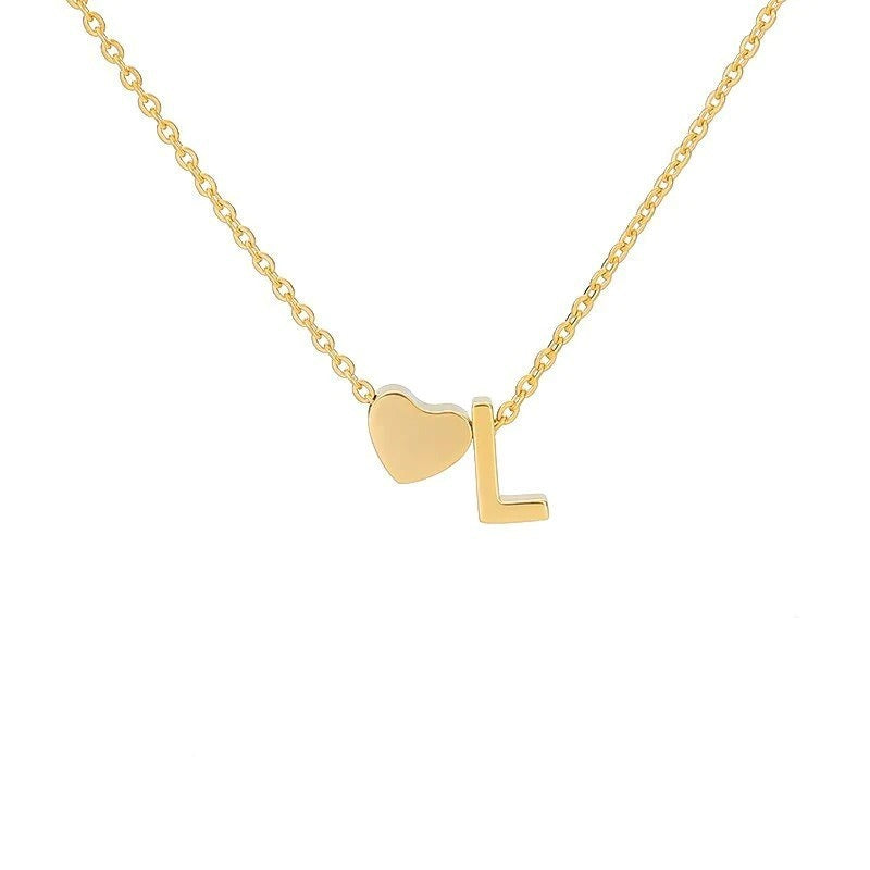 Collana Minimalista con Ciondolo a Cuore in Acciaio Inossidabile, Charms in Acciaio al Titanio e Finitura Placcata per Uomo e Donna