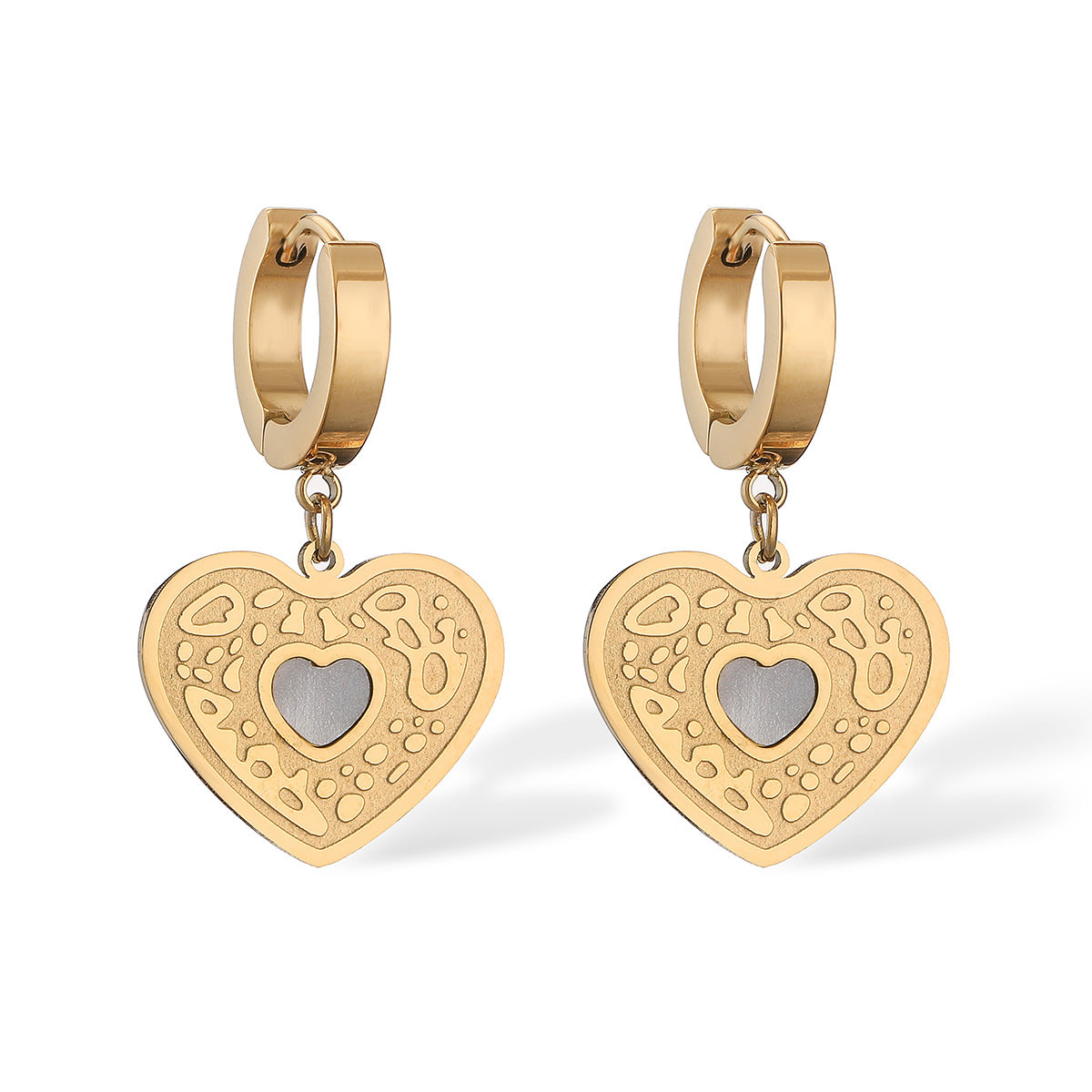 Minimalist Heart-Shaped Titanium Steel Earrings with Real Gold Plating for Women