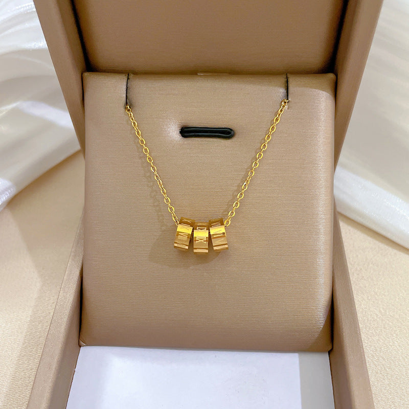 Geometric Minimalist Titanium Steel Pendant Necklace for Women and Men with Irregular Chain