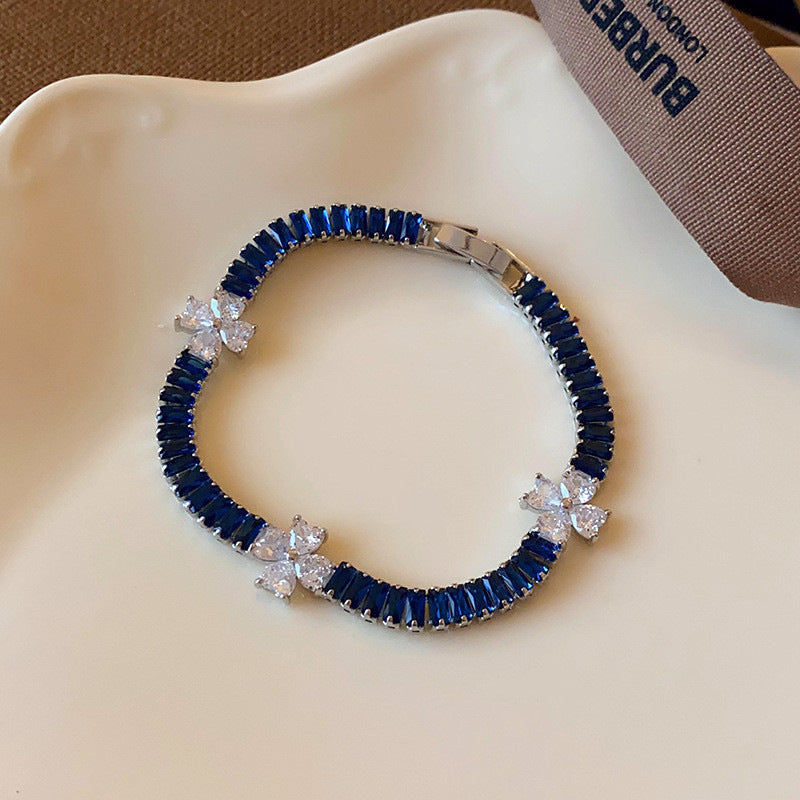 Luxury Elegant Geometric Alloy Plated Bracelet with Cubic Zirconia for Women