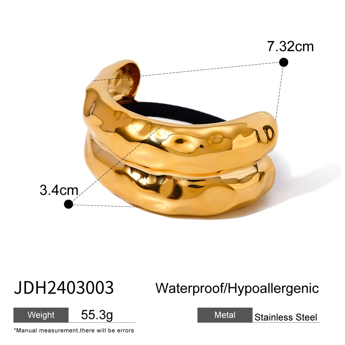 Stainless Steel Hair Tie for Women Extra Large Geometric Style Ponytail Holder Elegant Minimalist Hair Accessory