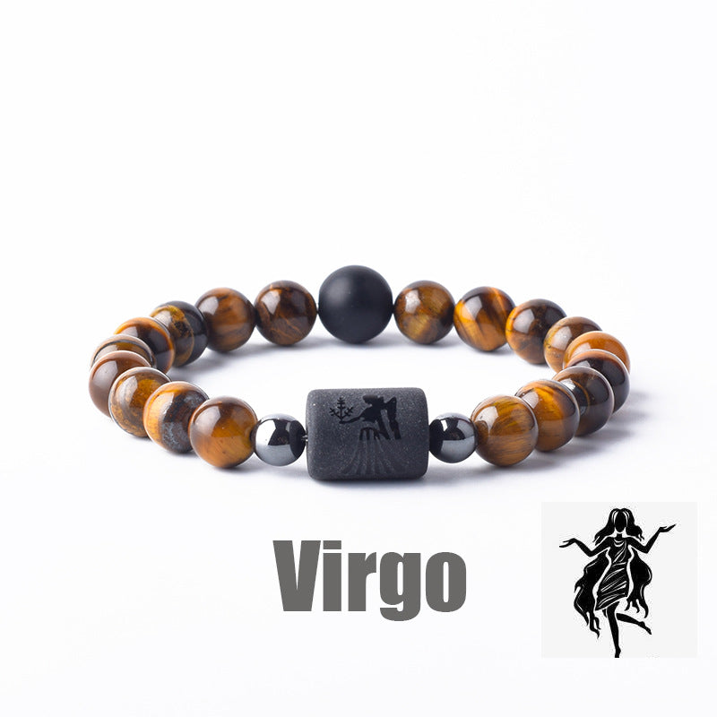 Classic Unisex Natural Stone Zodiac Beaded Bracelet