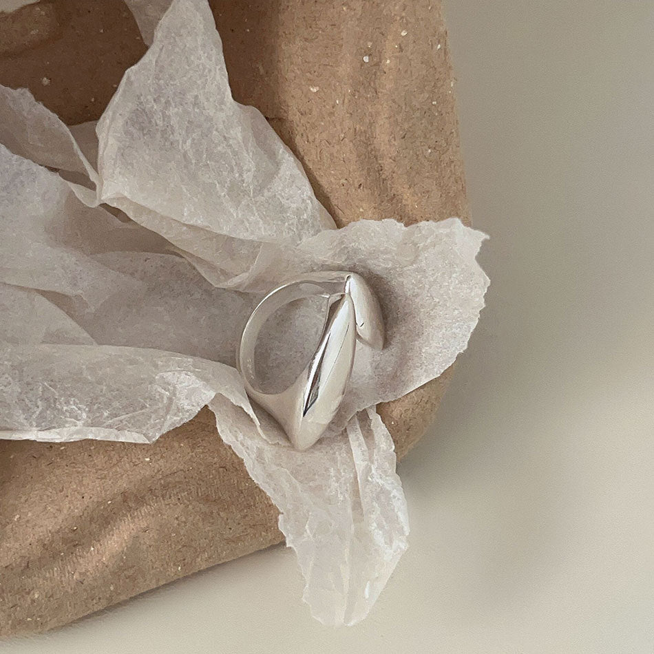 S925 Sterling Silver Geometric Open Ring for Women Minimalist Office Chic Band with Circular Triangular and Oval Shapes