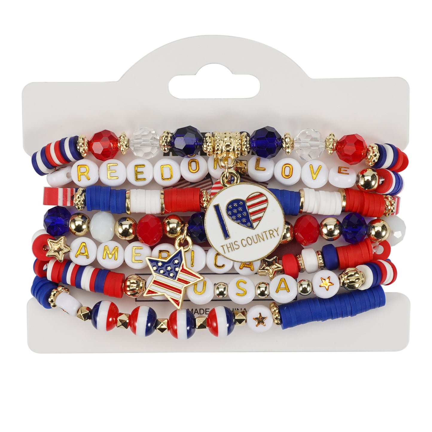 Geometric Resin Bracelet Unisex Patriotic Gift