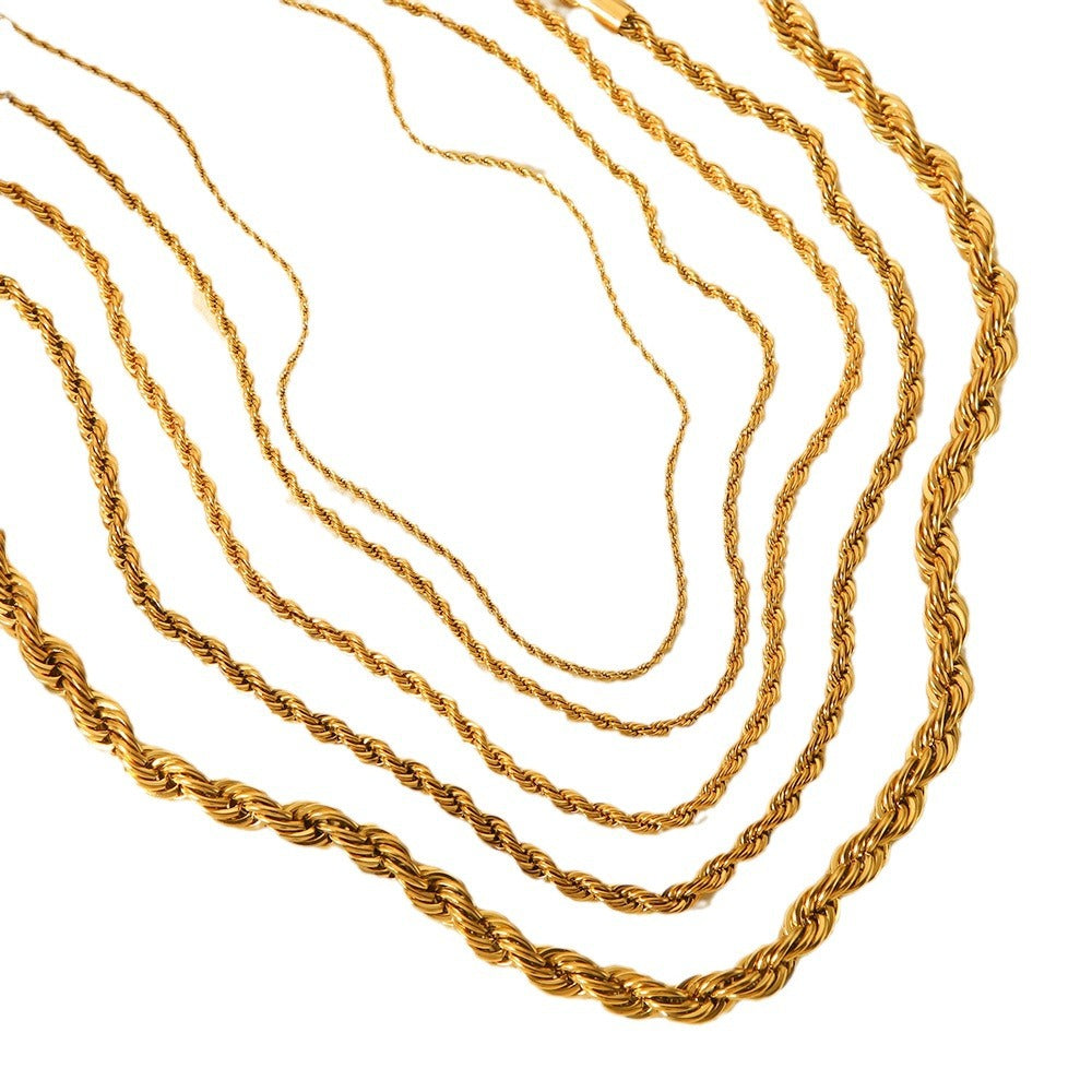 INS Style Geometric Twist Chain Necklace for Women Stainless Steel Plated Necklace