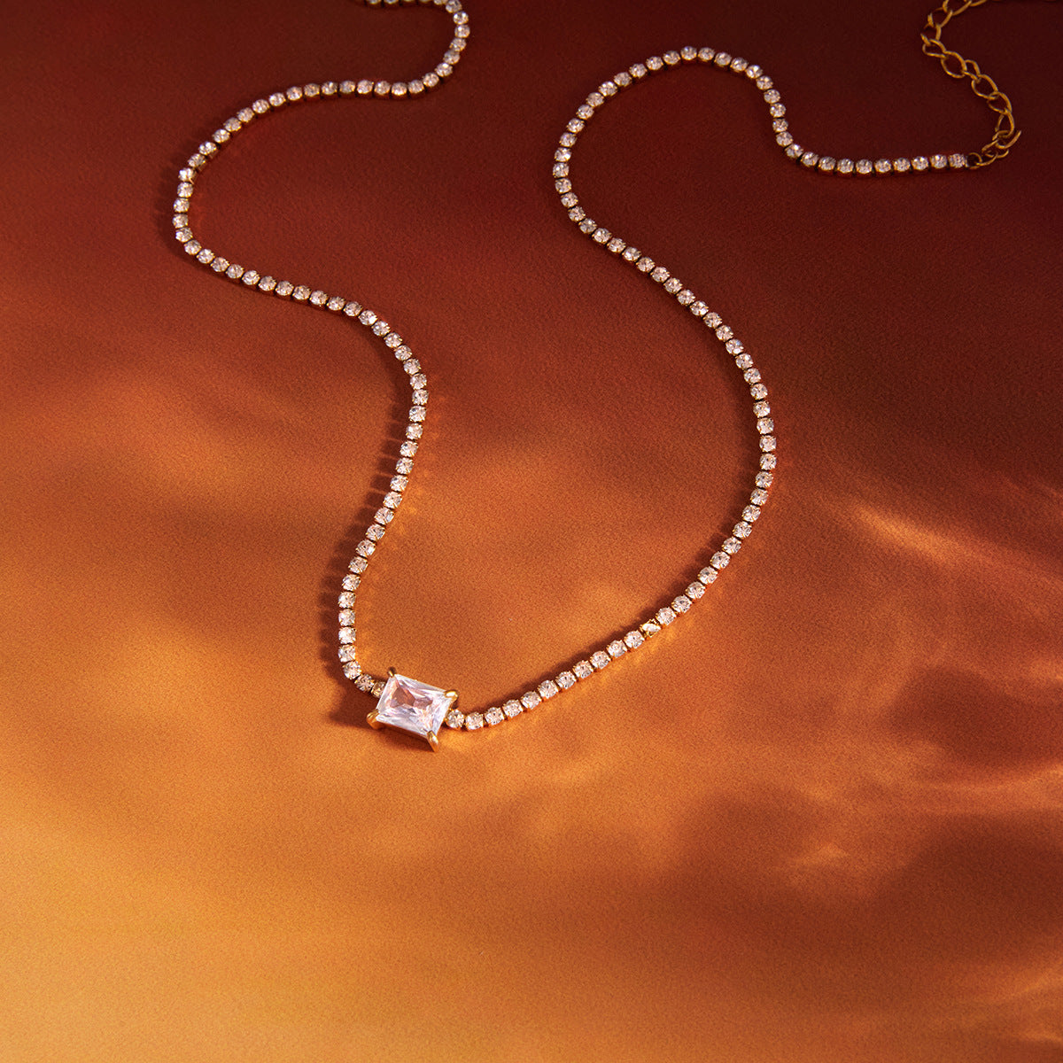 Elegant Minimalist Geometric Cross Stainless Steel PVD Necklace with Cubic Zirconia for Women