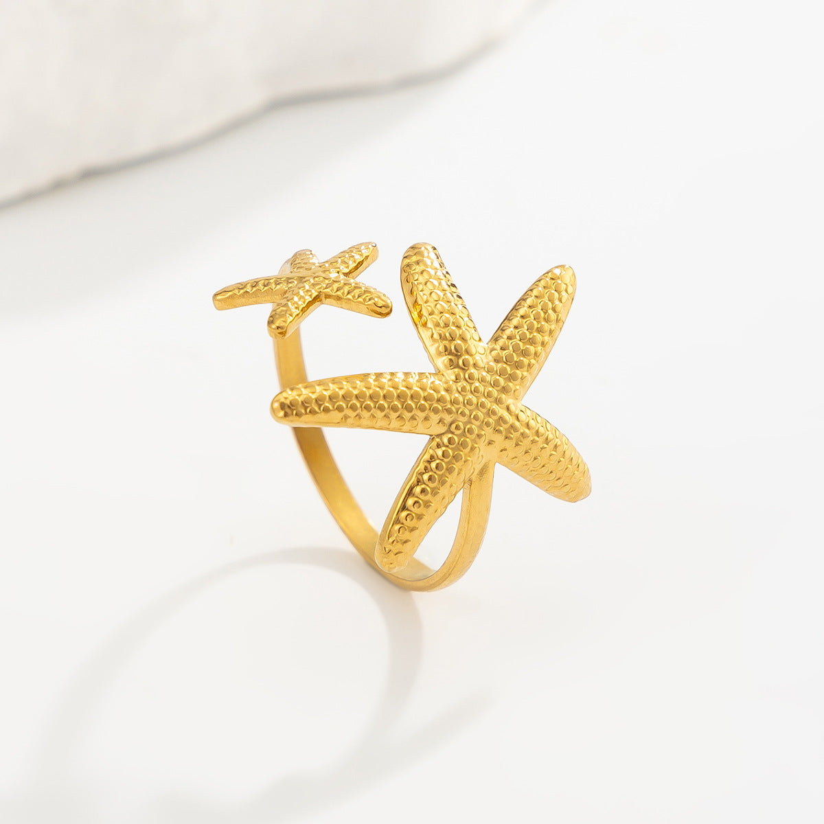 PVD 18K Gold Plated Stainless Steel Butterfly Geometric Open Ring for Women
