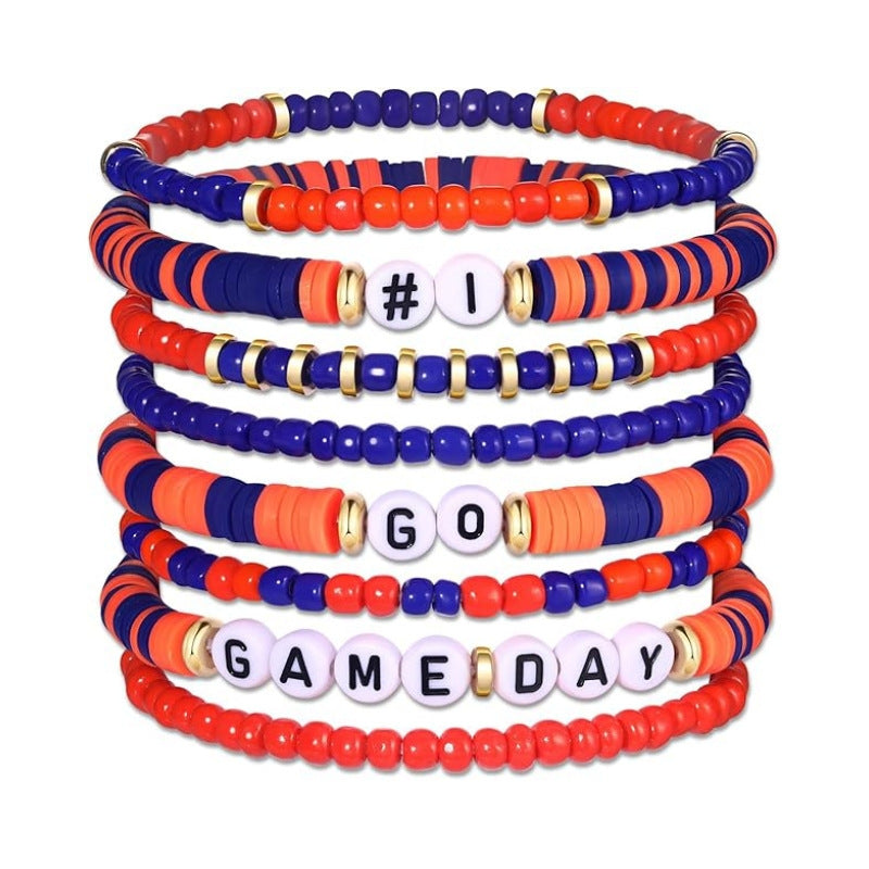 Sporty Casual Letter Number Resin Beaded Stretch Stackable Bracelet Unisex