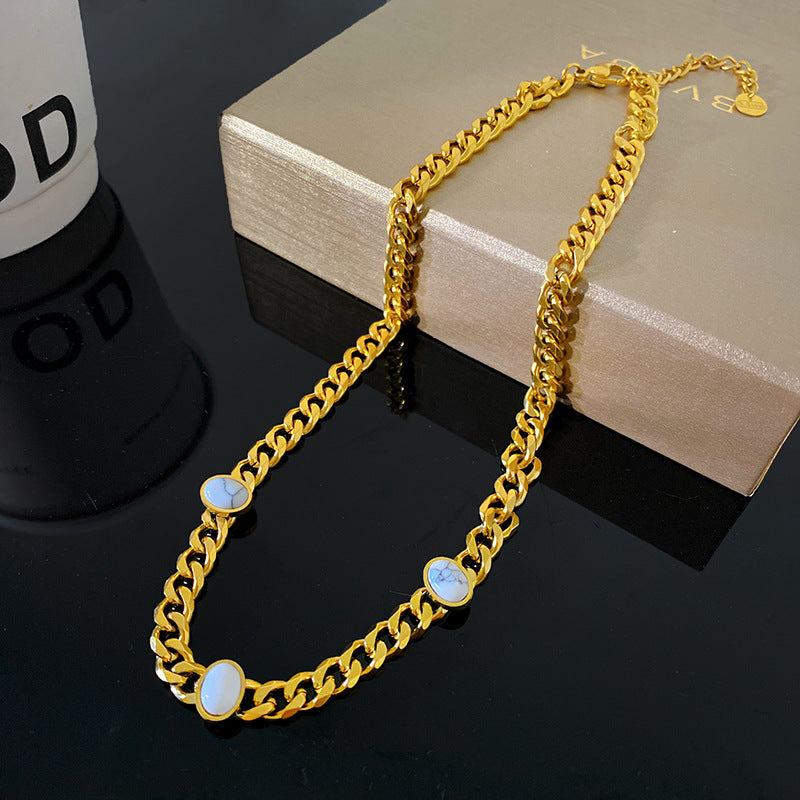 Hip-hop Gold Plated Geometric Titanium Steel Necklace for Unisex