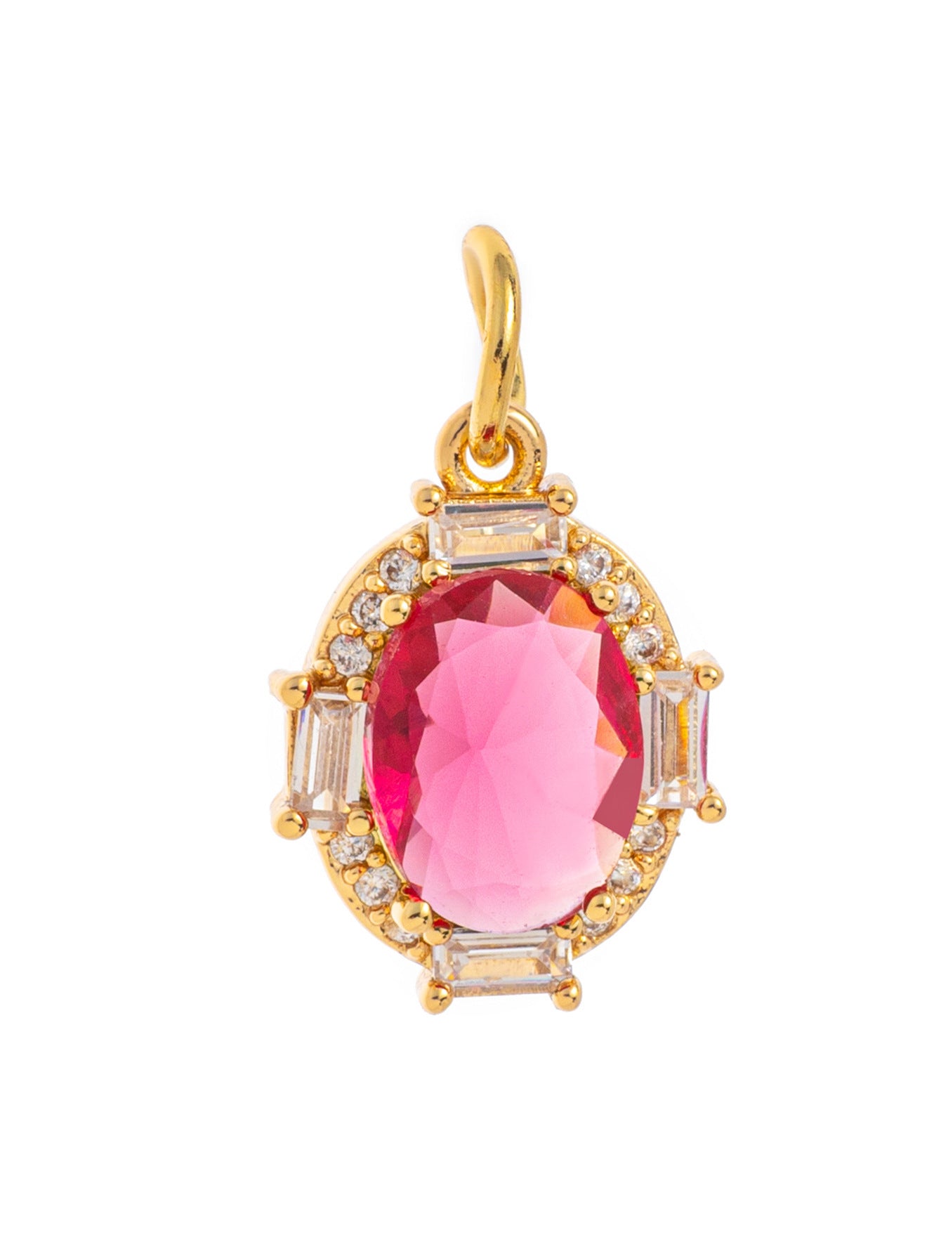 Minimalist Oval Geometric Brass Pendant with Cubic Zirconia December Birthstone for Women
