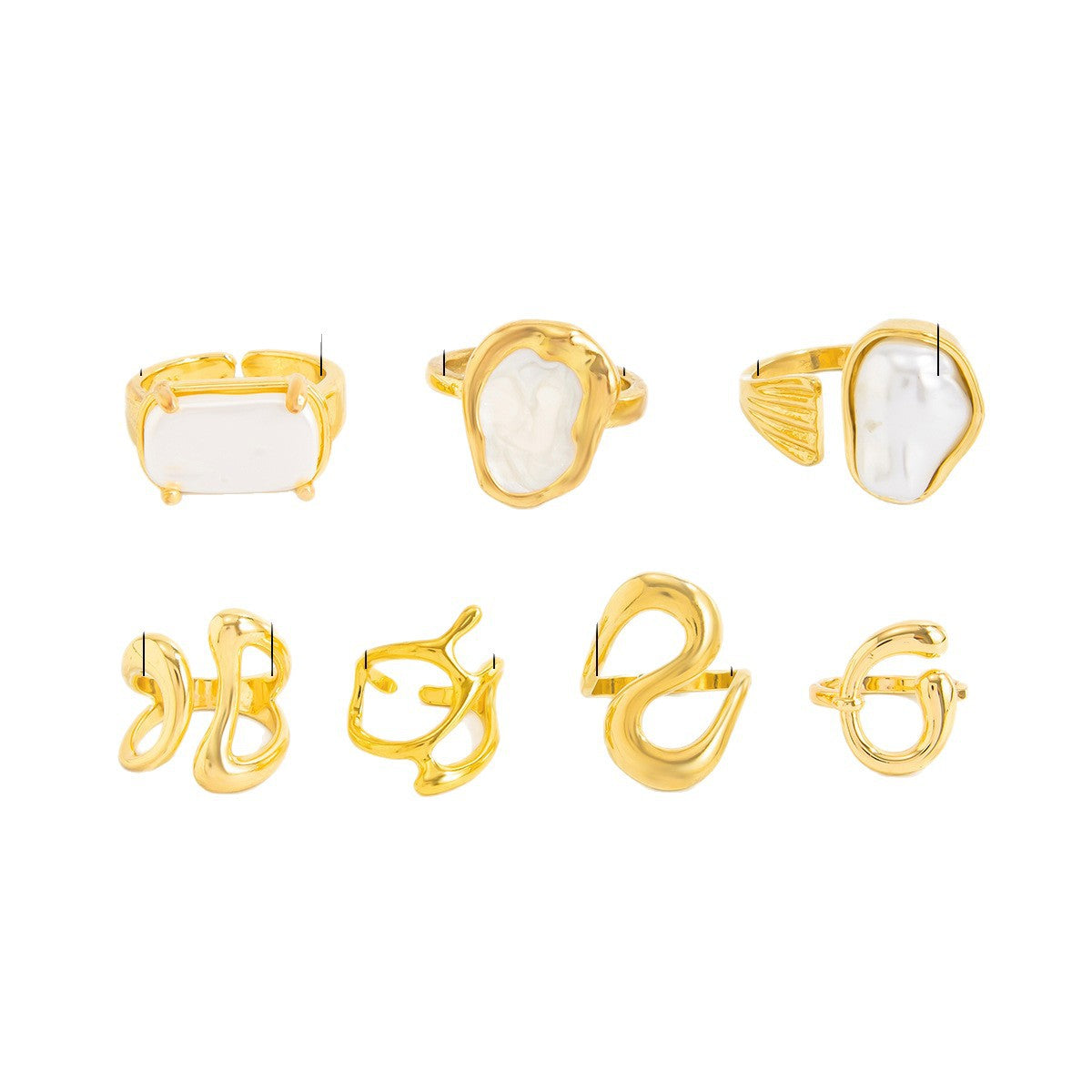 Vintage Geometric Alloy Plated Ring with Irregular Baroque Pearl and Rhinestone for Women