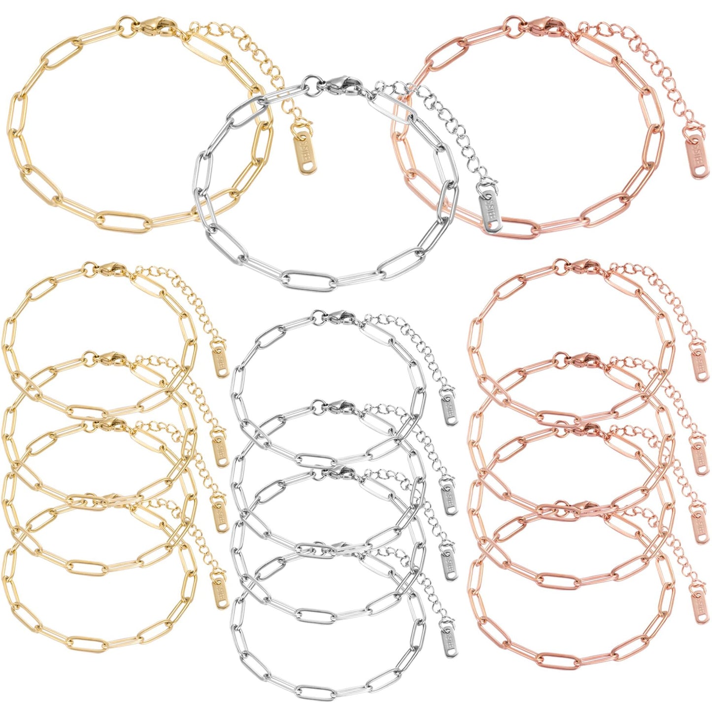 Punk Hip-hop Geometric Rose Gold Plated Titanium Steel Bracelet for Women