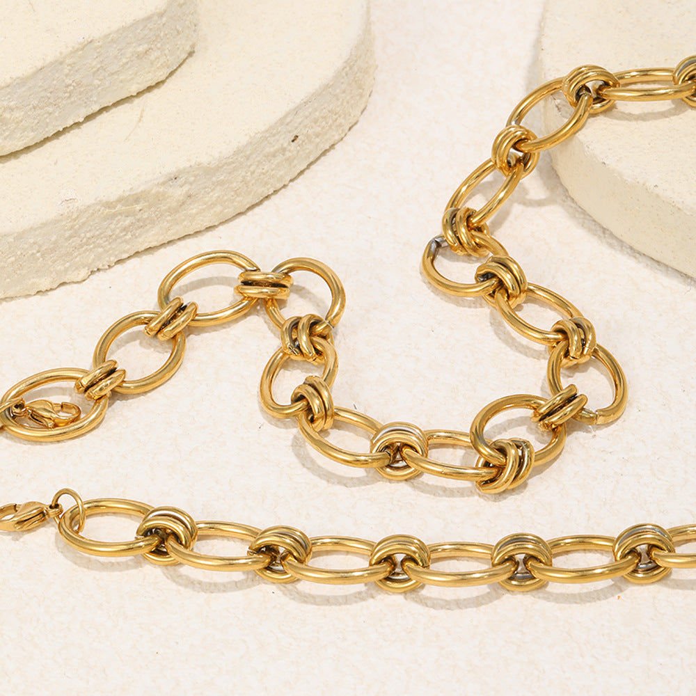 Hip-hop Elegant Geometric Stainless Steel Gold Plated Necklace for Women