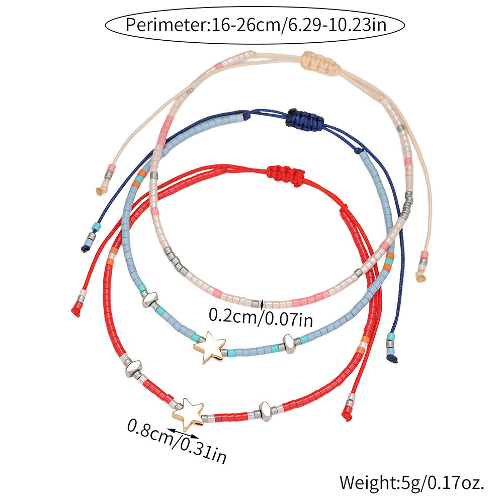 Minimalist Bohemian Colorful Star Glass Beads Bracelet for Women