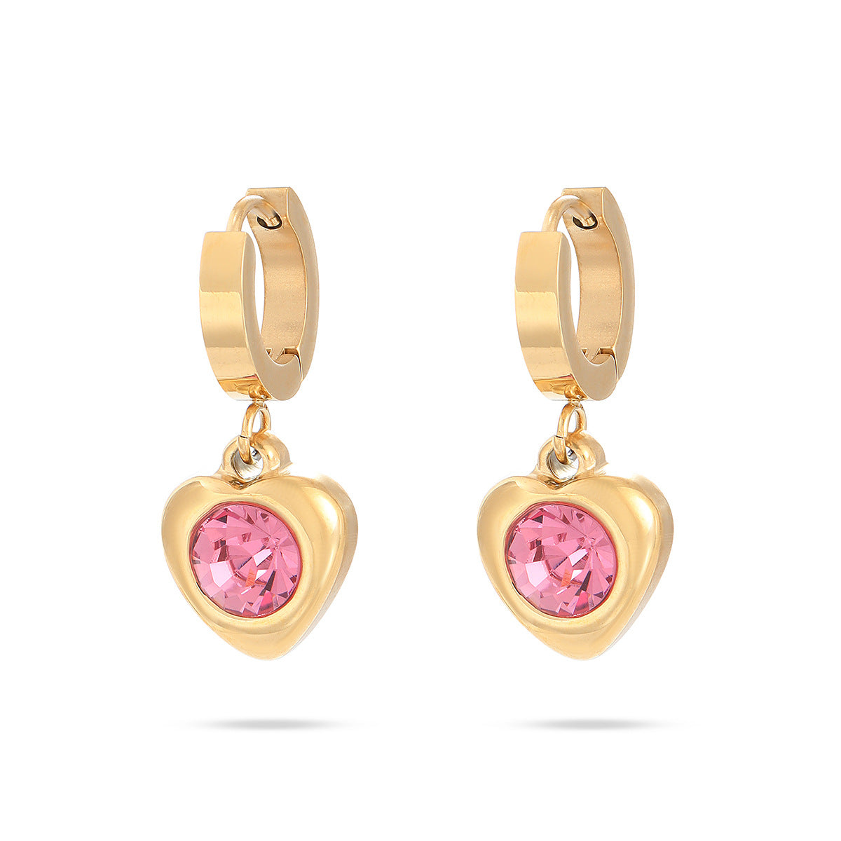 Fashion Geometric Heart 18K Gold Plated Stainless Steel Earrings for Women