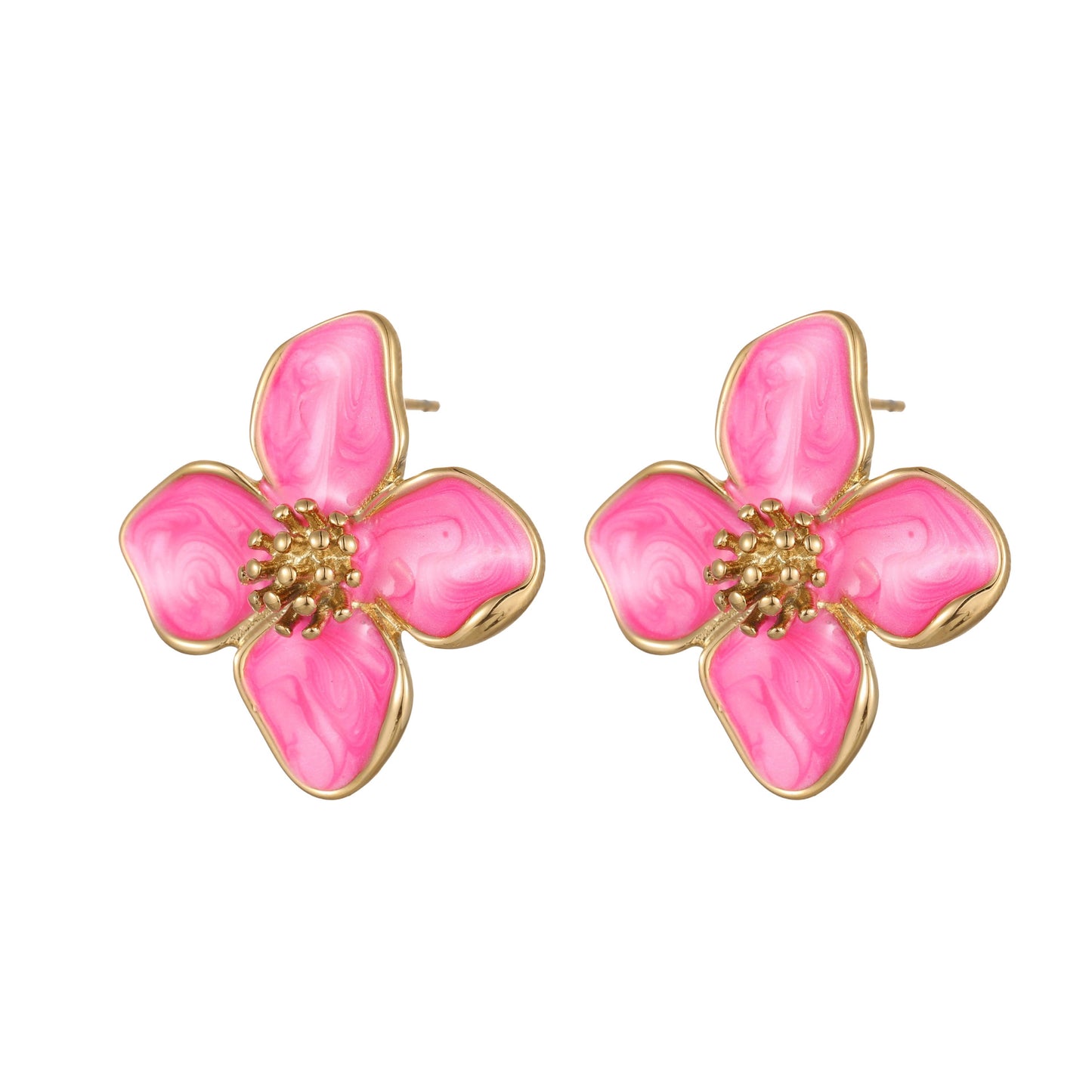 Orecchini da donna in acciaio inossidabile smaltato, vintage, minimalisti, con motivi floreali e geometrici
