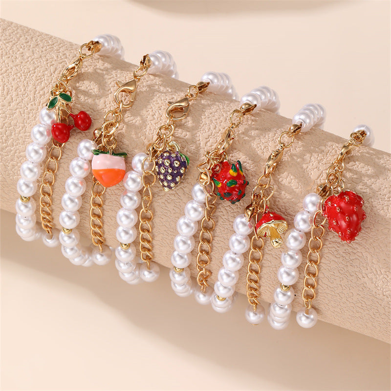 Braccialetto vintage geometrico irregolare con perle artificiali e ciondolo a forma di stella per ragazze