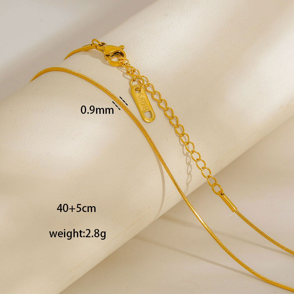 Collana con Ciondoli Geometrici Minimalisti in Acciaio al Titanio Placcato con Nappe, Charm Fai da Te per Donne