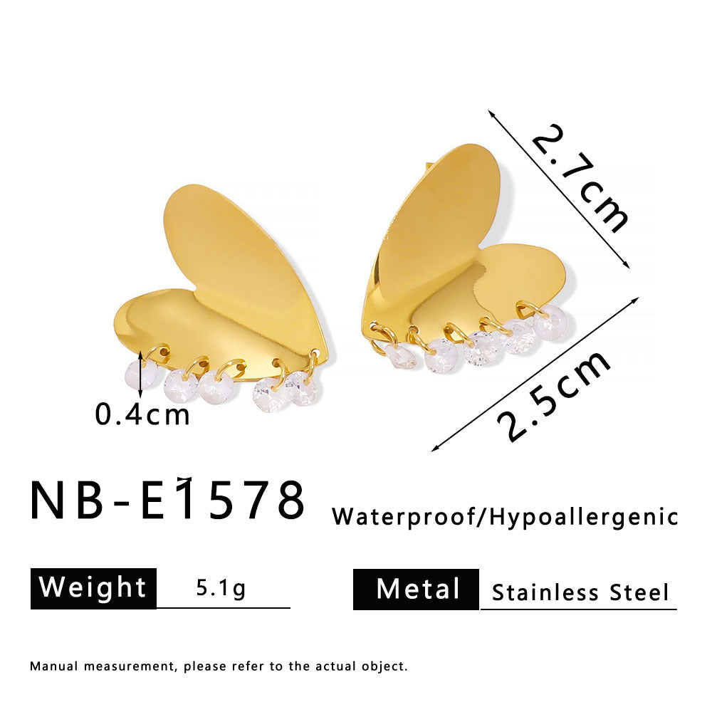 Minimalist Heart-Shaped Polished Stainless Steel Pendant Earrings for Women with 18K Vacuum Plating and Hypoallergenic Finish