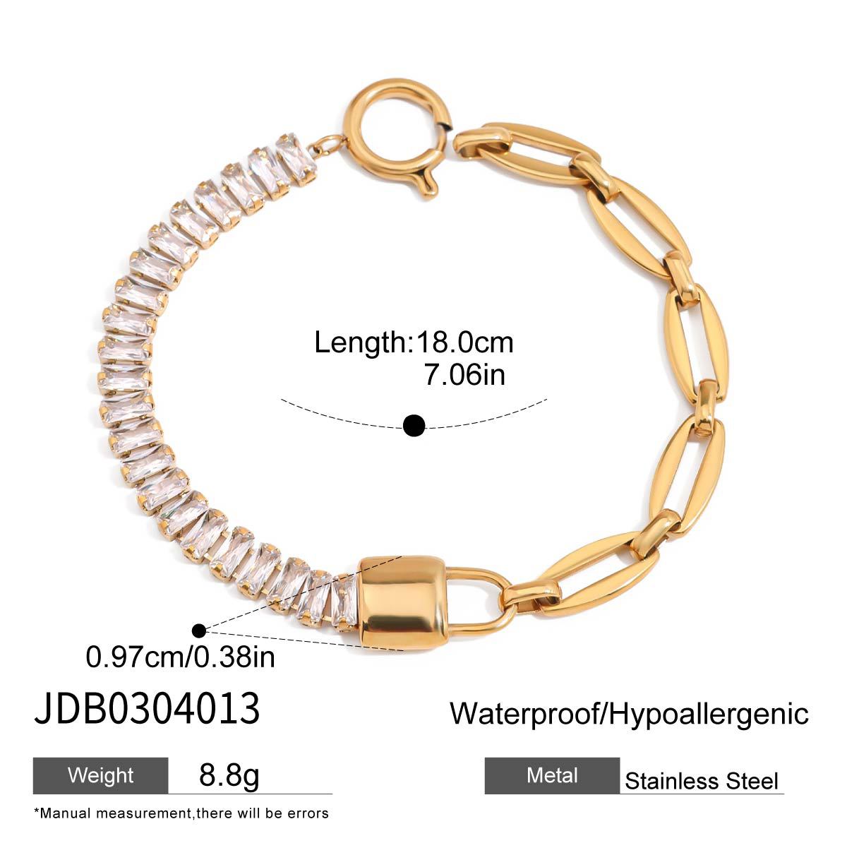Elegante Bracciale a Cuore in Acciaio Inossidabile con Intarsio di Strass, Finitura Placcata, Gioielli Minimalisti alla Moda per Donne